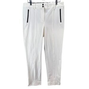 Talbots Pants Womens 12 Ivory Slim‎ Leg Double Zip Ankle Stretch Dress Work New